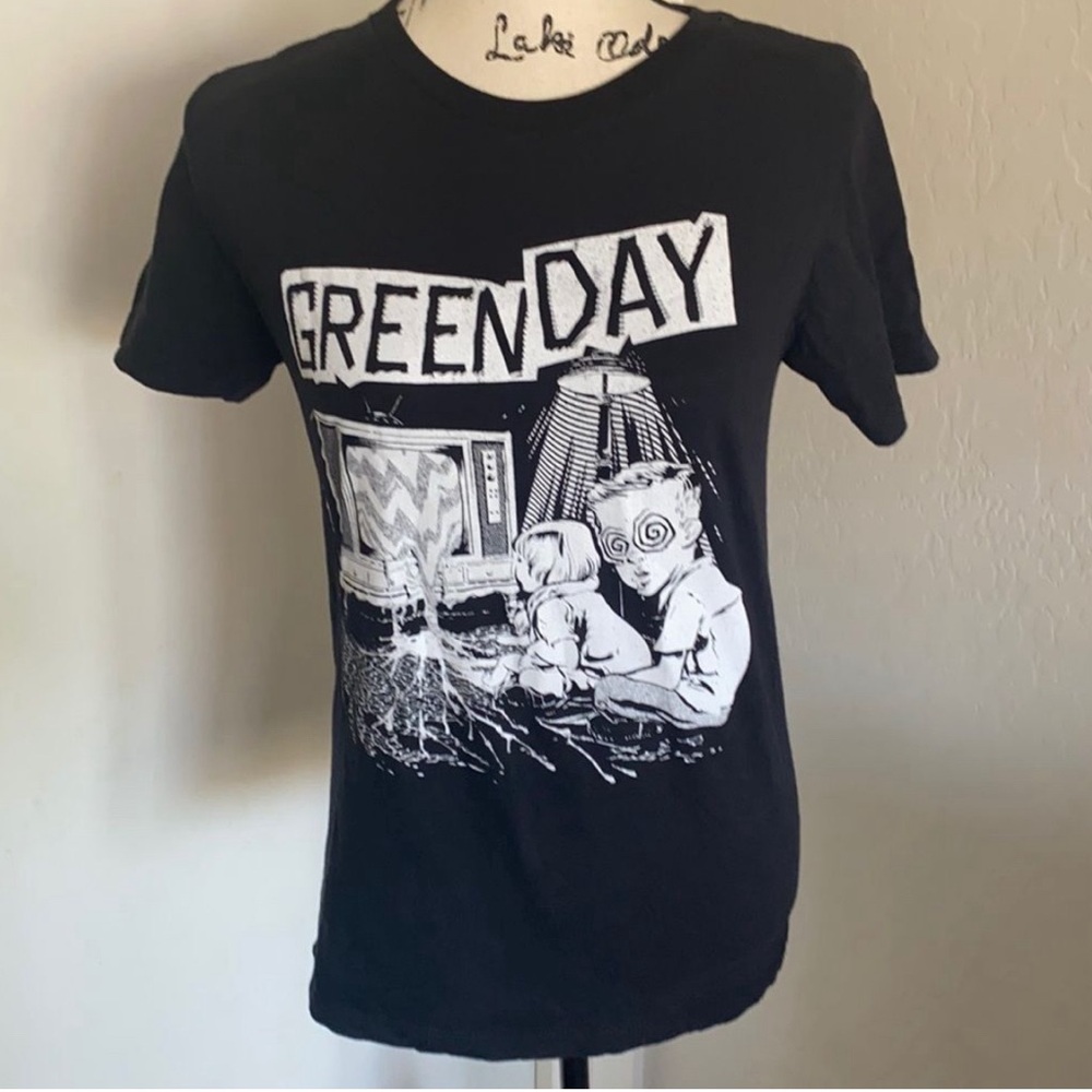 Vintage Green Day Black Graphic Shirt Small